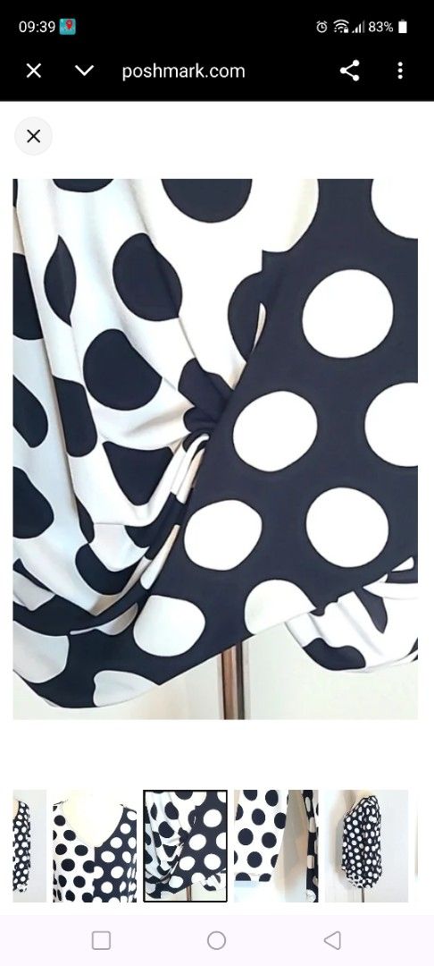 Alfani Two toned Polka Dot V-Neck Blouse (Category: Blouses) located in Quezon City. Submitted by chph3rd (Listing ID 1431373170, Image 3). Description: Large on tag but runs big can fit up to XL - Polka dot blouse - Black and white color - V-neck design - Long sleeves - Front knot detail - Suitable for various occasions.