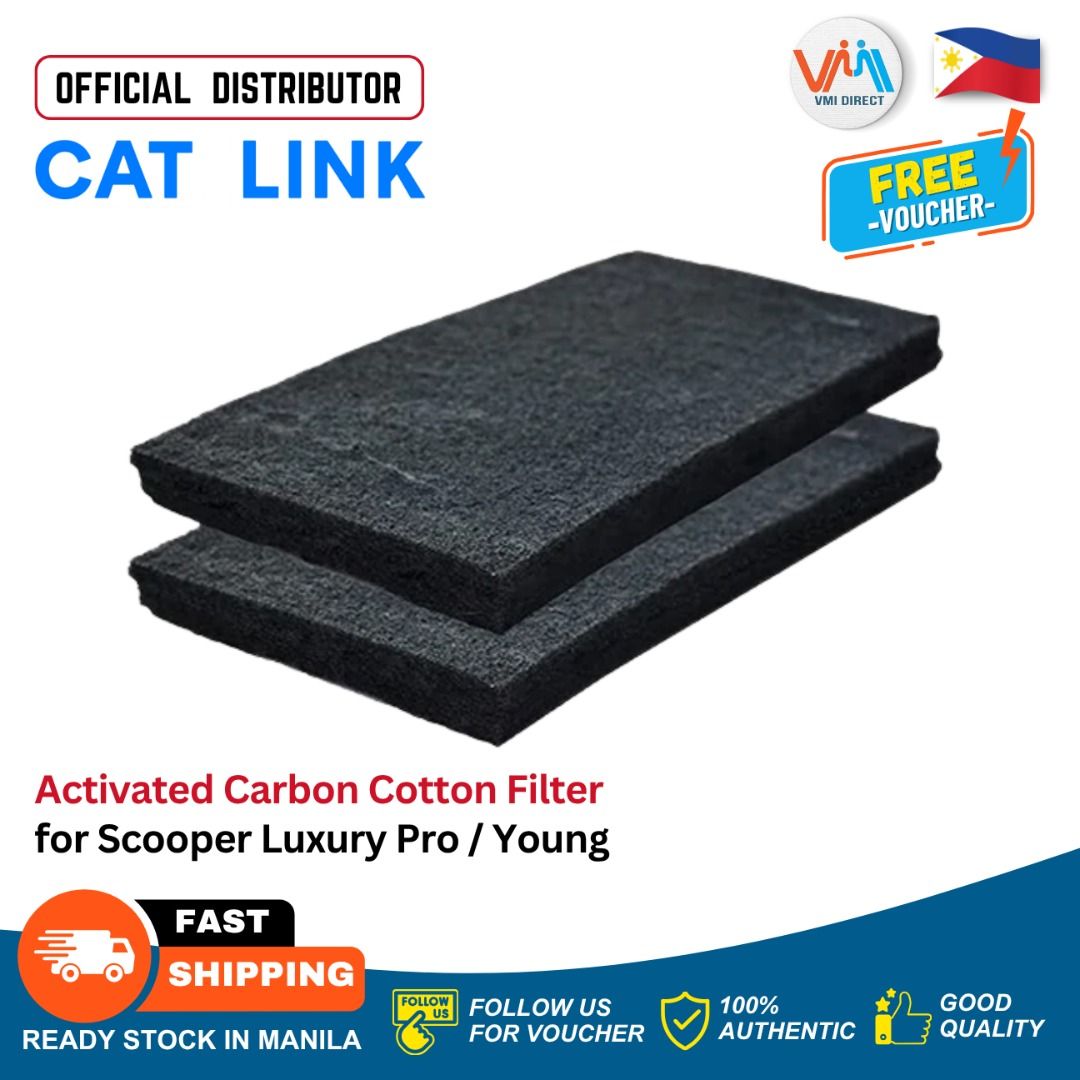 CATLINK Activated Carbon Cotton Filter for Scooper Luxury Pro / Young (Category: Homes & Other Pet Accessories) located in Manila. Submitted by vmidirect (Listing ID 1431279430, Image 1). Description: Product Details Carbon Filter is made of high-quality carbon cotton inserts that can eliminate odours from the litter box. The vast surface area of the highly activated carbon pad absorbs odours as they move through the filter, ensuring that the lit