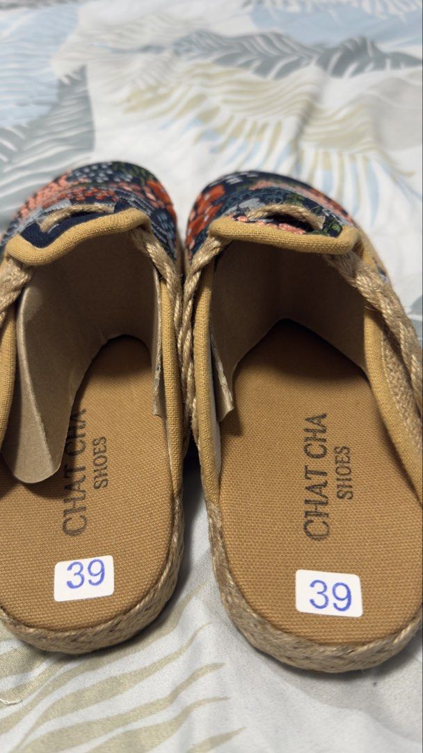 Chat Cha Embroidered Floral Sandals Size 39 (Category: Flats & Sandals) located in Taguig. Submitted by khellie20 (Listing ID 1431355902, Image 3). Description: - Navy Chat Cha sandals - Floral embroidery - Size 39 - Woven jute sole - Comfortable design From Chiang Mai pasabiy.