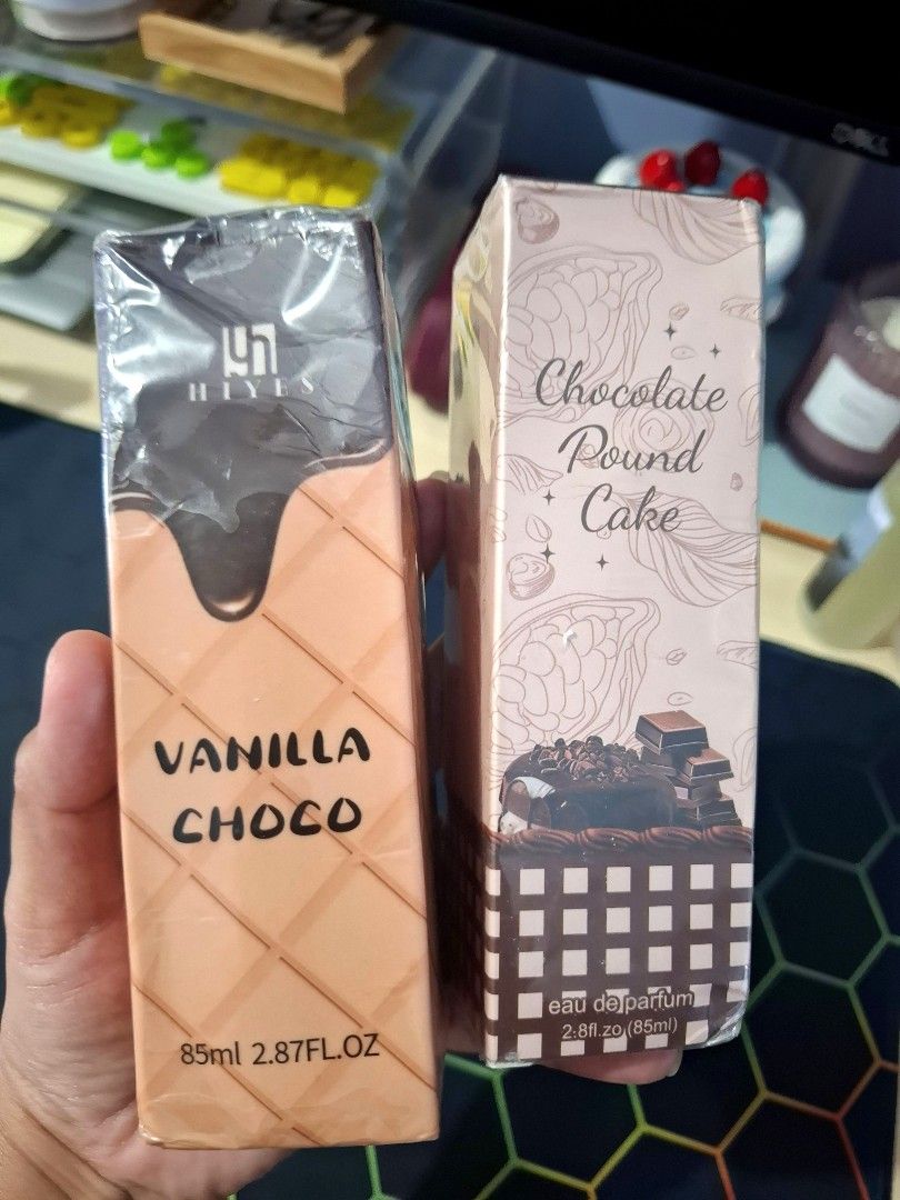Chocolate Vanilla Perfume - sold each (Category: Fragrance & Deodorants) located in Quezon City. Submitted by an.marie (Listing ID 1431320706, Image 1). Description: - Vanilla Choco Perfume - 85ml bottle - Oil-based formula - Signature scent - Secure packaging.