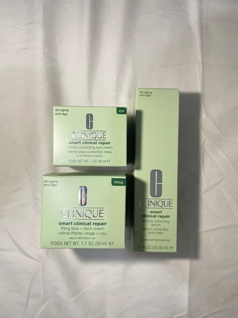 Clinique Smart Clinical Repair (Category: Face Care) located in Quezon City. Submitted by closetofann1999 (Listing ID 1431332999, Image 2). Description: 100% authentic/orig bought from Clinique store Can negotiate price Can buy as set or individual Message for more info Payment first .