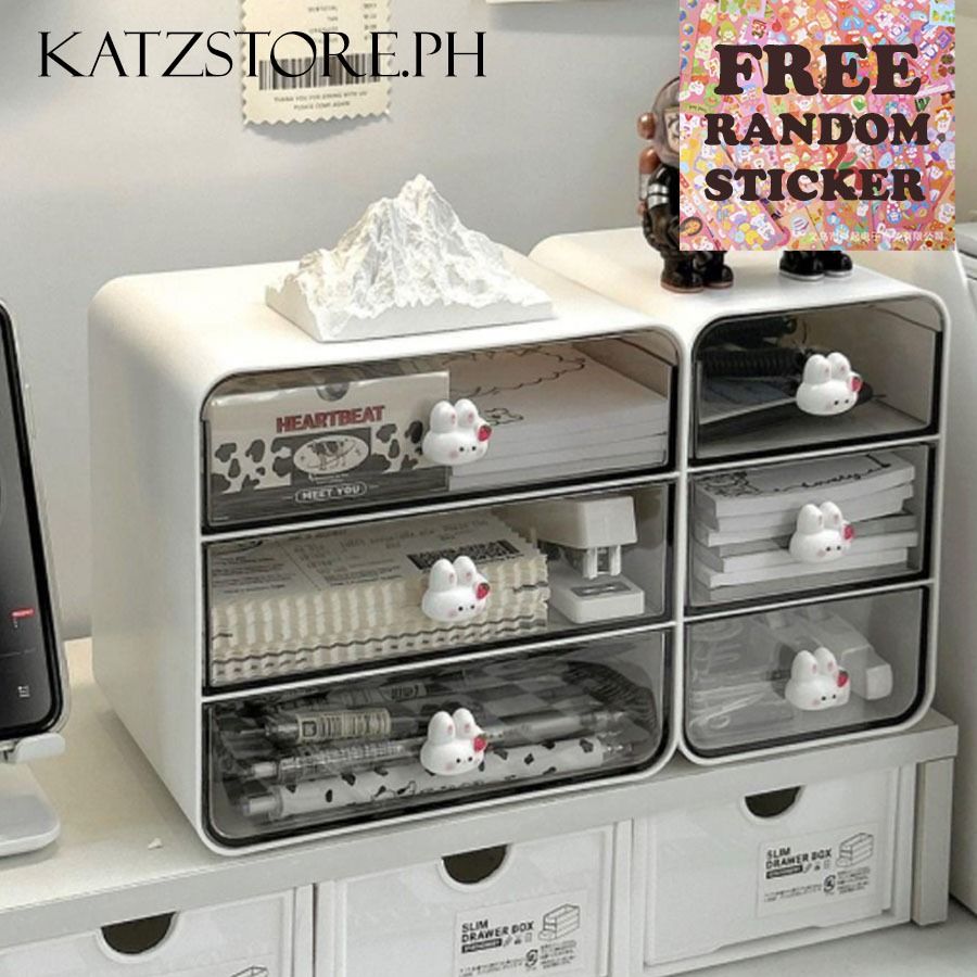Cute Desk Drawer Organizer for Stationary storage box (Category: Storage Boxes & Baskets) located in Valenzuela. Submitted by katzstore.ph (Listing ID 1431310421, Image 1). Description: ♣ Cute Desk Drawer Organizer for Stationary storage box ♣ - Cute Bunny Handle with Stackable Storage - Layered and Categorized Storage - Transparent Drawer and Large Capacity - Drawer can also be removed Bunny Handle Small ★ price : 185 ★ Colors : white ★ Weight :