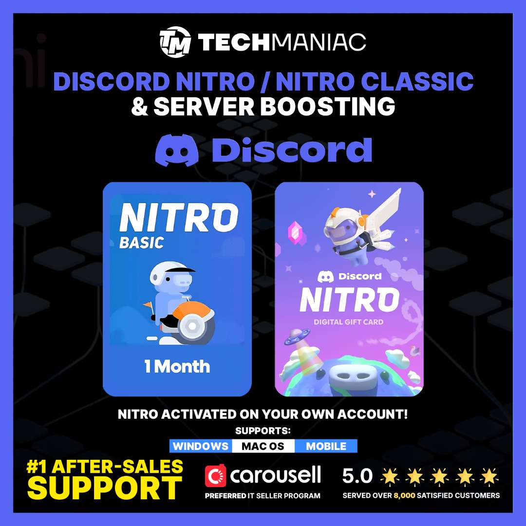 Discord Nitro Basic / Nitro + Server Boost (Level 3) | 1M / 1Y, Video ...
