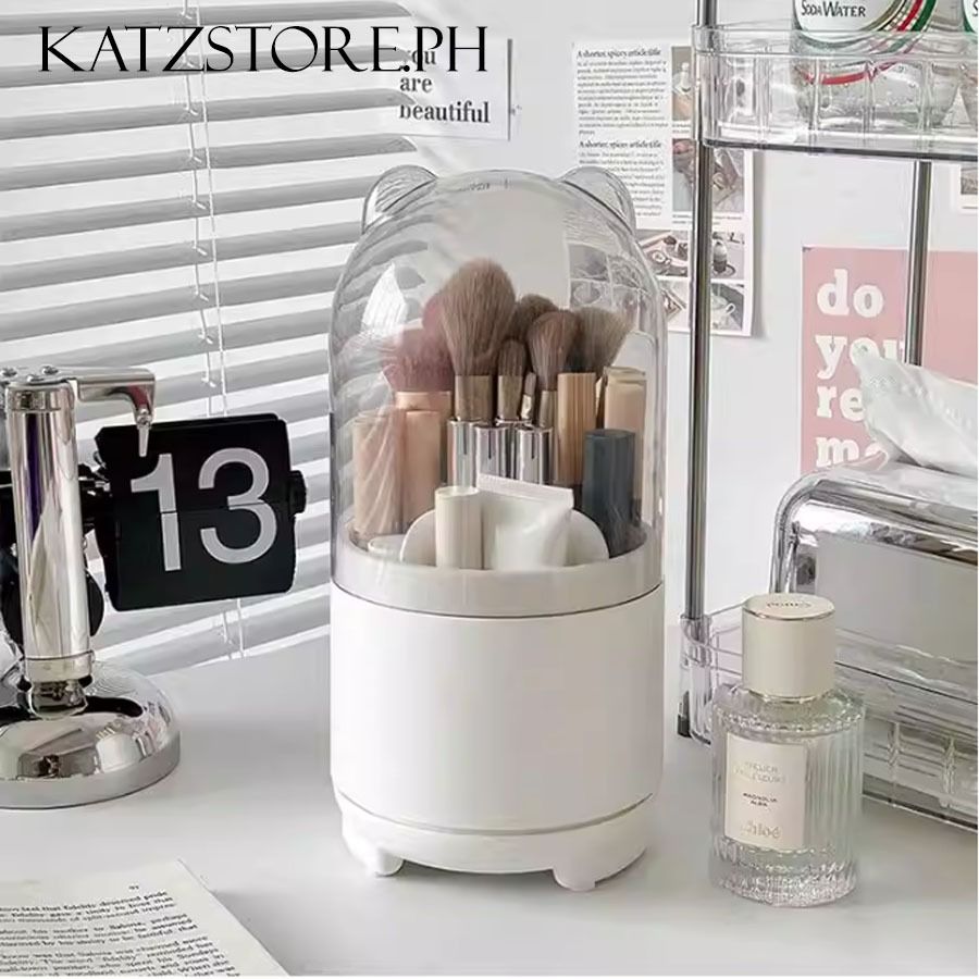 Dustproof Transparent Brush Holder for Makeup Use (Category: Makeup) located in Valenzuela. Submitted by katzstore.ph (Listing ID 1431310715, Image 1). Description: ♣ Dustproof Transparent Brush Holder for Makeup Use ♣ - Large Capacity for Rotating Brush Holder ( 360 Rotation ) - Easily fits a complete set of brush - makeup brush , Foundation brush , mascara , and many more. - 5 compartments for organized makeup -Detachable grid / Adjustable desi