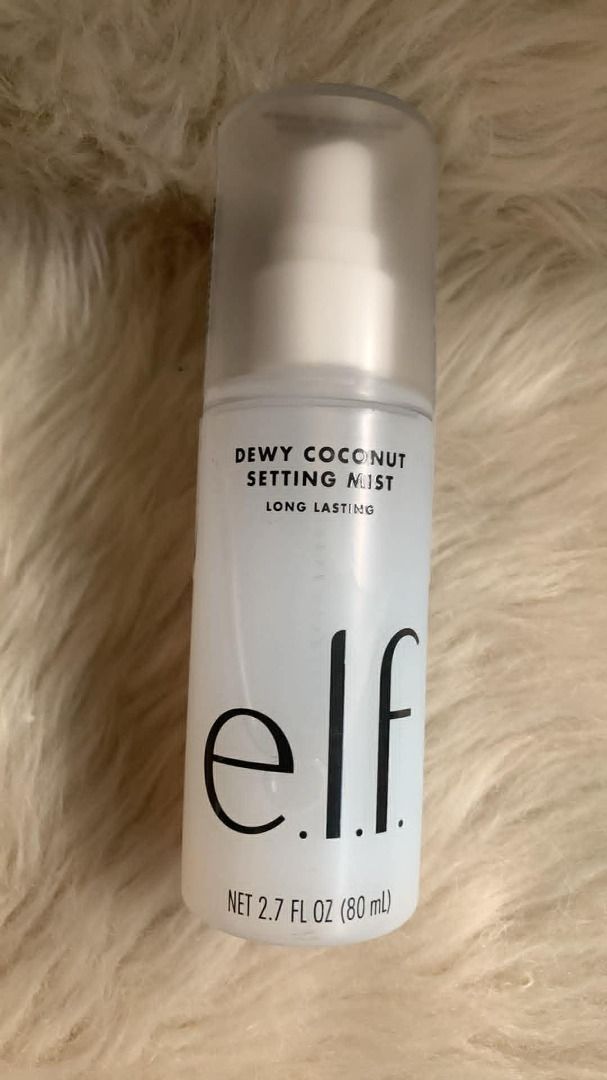 e.l.f. Dewy Coconut Setting Mist (Category: Makeup) located in Makati City. Submitted by kozmetics (Listing ID 1431260584, Image 1). Description: E.l.f. Dewy Coconut Setting Mist. This setting mist is long-lasting and provides a dewy finish. It contains 2.7 fl oz (80 mL) of product. Perfect for setting your makeup and giving your skin a fresh, hydrated look. Ideal for everyday use or special occasions..