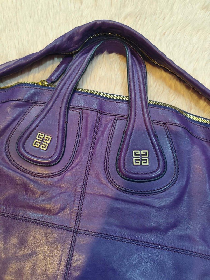 Givenchy Medium Nightingale Bag with Zipper (Category: Luxury Bags & Wallets) located in Quezon City. Submitted by venchar (Listing ID 1431267898, Image 2). Description: Givenchy Medium Nightingale Bag with Zipper With Gold Hardware Violet Color Leather Calf 100% Lightly Used Condition 93% Made in Italy Some flaws in the leather and hardware Interiors are clean With tag .