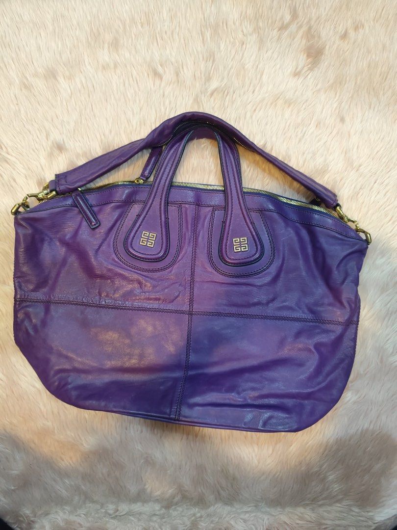Givenchy Medium Nightingale Bag with Zipper (Category: Luxury Bags & Wallets) located in Quezon City. Submitted by venchar (Listing ID 1431267898, Image 1). Description: Givenchy Medium Nightingale Bag with Zipper With Gold Hardware Violet Color Leather Calf 100% Lightly Used Condition 93% Made in Italy Some flaws in the leather and hardware Interiors are clean With tag .