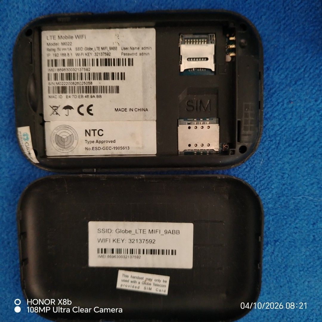 Globe LTE Mobile WiFi M022 NO BATTERY (Category: Other Mobile & Gadget Accessories) located in Manila. Submitted by bren09 (Listing ID 1431183735, Image 2). Description: No battery .