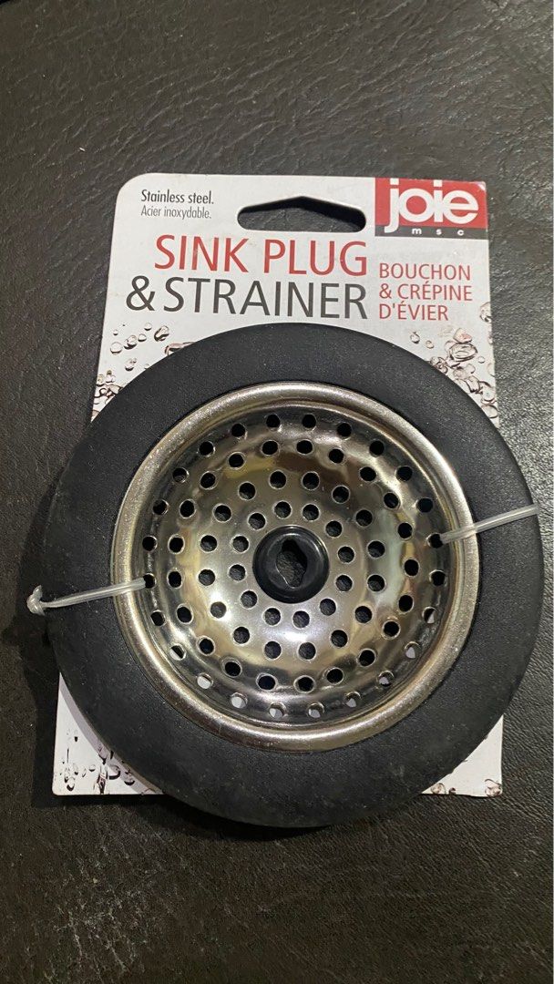 Joie Sink Plug & Strainer (Category: Other Kitchenware & Tableware) located in Quezon City. Submitted by superbargo_kevkate (Listing ID 1431278896, Image 1). Description: Joie Sink Plug & Strainer . Stainless steel. Diameter - 4.5"". Inner stainless strainer- 3"..