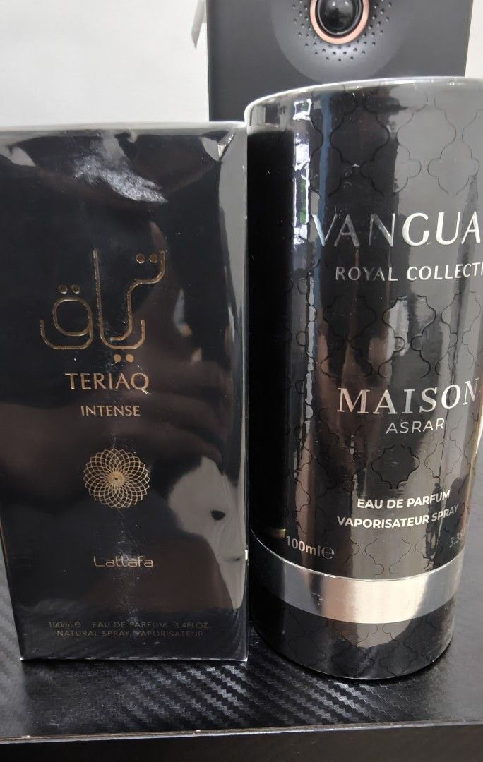 Maison Asrar Vanguard and lataffa (Category: Fragrance & Deodorants) located in Manila. Submitted by declator81 (Listing ID 1431274356, Image 1). Description: Maison asrar 2300 -4 spray missing lattafa teriaq intense 2500 - brand new in box slightly negotiable.