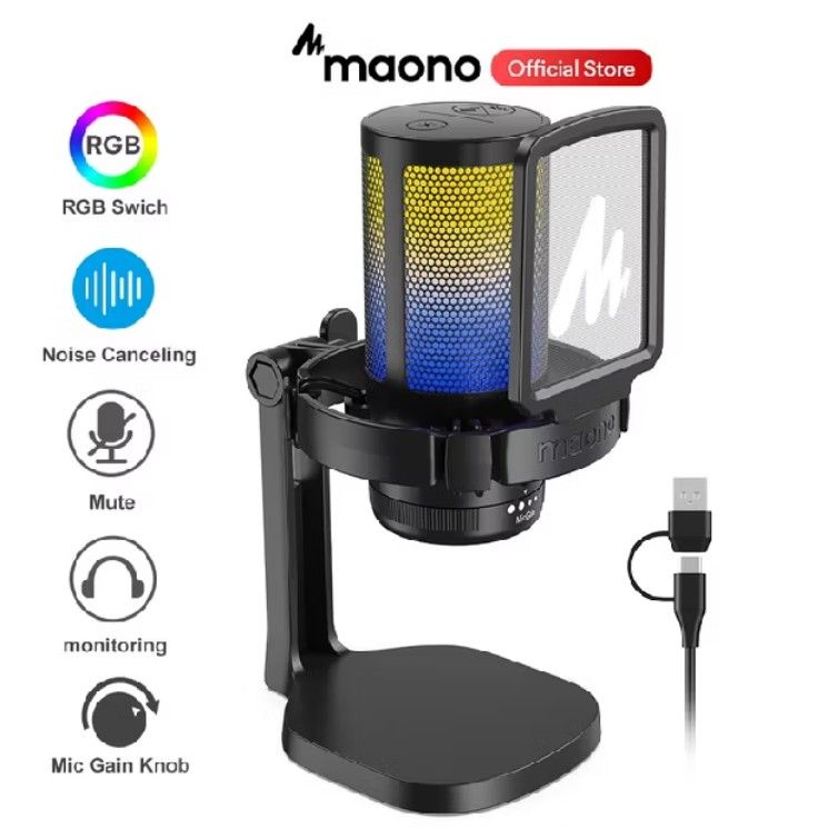 Maono USB Microphone with RGB Lighting