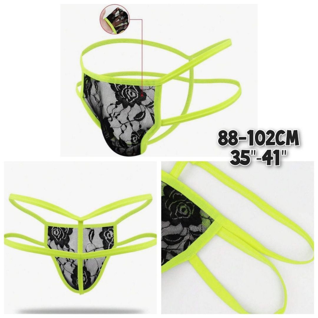 Men's Double-string Lace G-string Guys Underwear (Yellow/Black), Men's ...