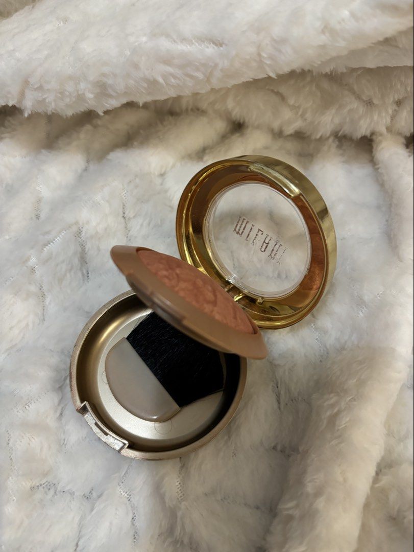 Milani Baked Blush Rose (Category: Makeup) located in Taguig. Submitted by hisandhers16 (Listing ID 1431346212, Image 2). Description: Authentic. Good as new. Swatched only. Can be used as highlighter and blush on. Two in one. Has mirror and brush inside. Minor flaw - small chip in packaging due to storage only. Looks very pretty and classy. - Milani Baked Blush in Rose D'oro 02 - Beautiful, shimmery finish - Includes a small brush and mirror - G