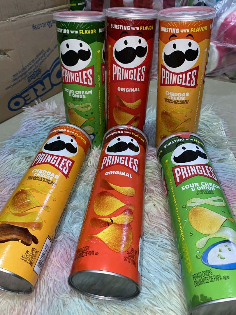 Pringles Chips - Sour Cream & Onion, Original, Cheddar (Category: Packaged & Instant Food) located in Quezon City. Submitted by moonchayo (Listing ID 1431362739, Image 2). Description: - Assorted Pringles flavors available! - Sour Cream & Onion: 5.5 oz - Original: 5.2 oz - Cheddar flavor also available - Great for snacking!.