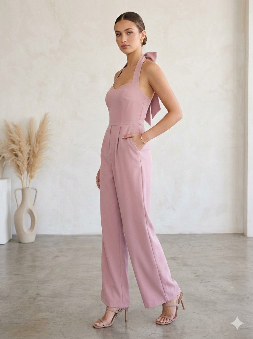 Self tie Jumpsuit (Category: Jumpsuits) located in Makati City. Submitted by krishtyle (Listing ID 1431254612, Image 1). Description: Personal preloved (decluttering) Never worn,washed Store bought, will be used in wedding but had other option 📍Makati Message for inquiry and faster transaction.