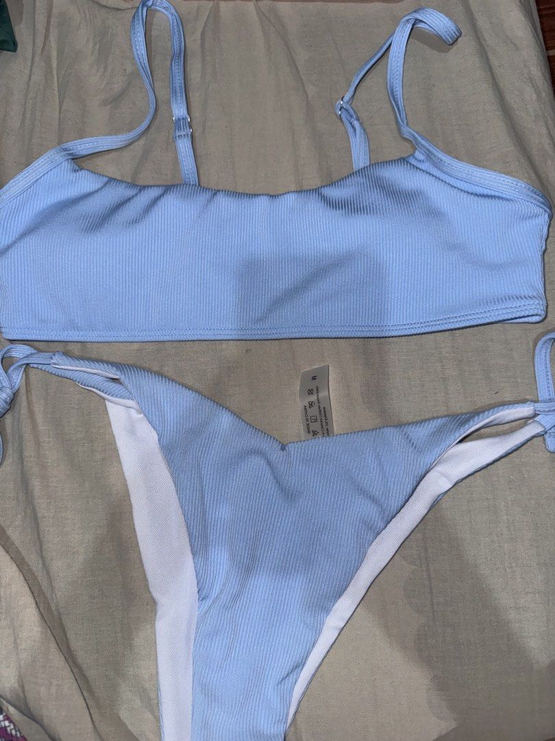 SHEIN Swim Summer Beach Ribbed Bikini Set (Category: Bikinis & Swimsuits) located in Taguig. Submitted by prjbears (Listing ID 1431220015, Image 1). Description: For sale! Baby Blue Summer Beach Ribbed Bikini Set (Size: M) RFS: Bought two pairs accidentally. Brand New! Original Price: ₱342 Discounted Price: ₱287 Selling it for ₱250!.