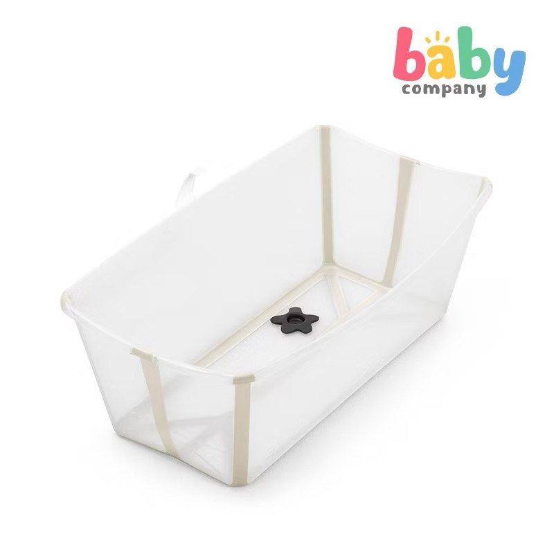 Stokke Flexi Bath Bundle (Category: Bathtub & Bath Accessories) located in Makati City. Submitted by arata_ (Listing ID 1431297216, Image 2). Description: - Stokke Flexi Bath - Foldable baby bathtub - Includes newborn support - White color - Clear, mesh-like design - Space-saving design (shown folded and unfolded).
