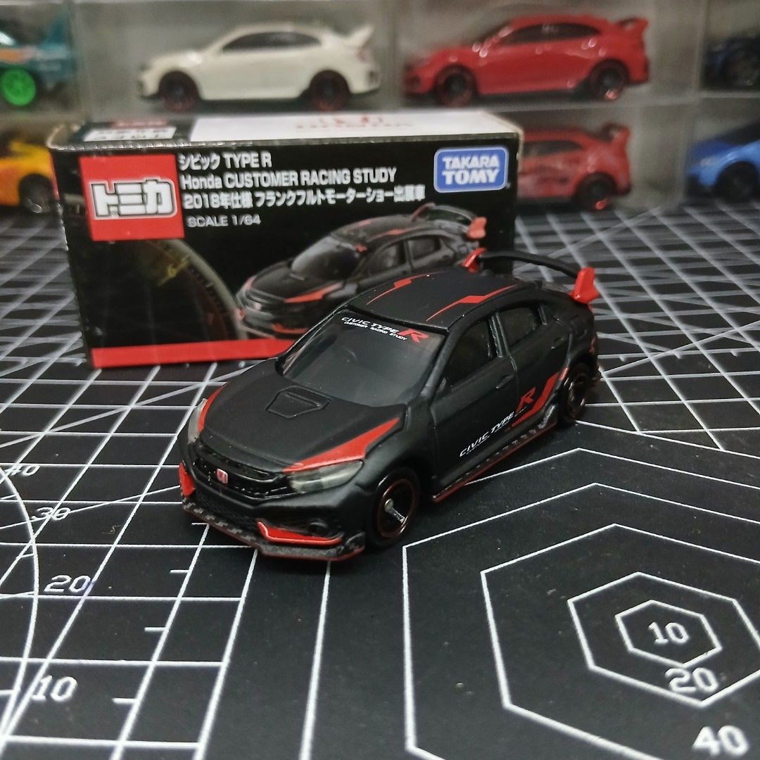 Tomica Honda Civic Type R 2018 Customer Racing Study (Category: Vehicle & Diecast Models) located in Tanauan. Submitted by jeuskingz (Listing ID 1431365693, Image 1). Description: - Tomica Honda Civic Type R (2018) diecast model - Color: Black with red accents - Scale: 1/64 - Includes original box - Condition: Mint 5PCS AVAILABLE 📍Tanauan Batangas (Meetup) Cash/Gcash 📍 Alabang by Sched (MINE NOW PAY NOW) 📦Also do shipping and lalamove (Buyer w