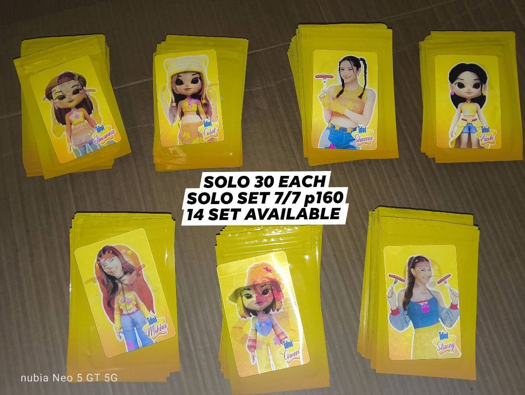 Trading Cards - Solo Sets, Duo Sets, and More (Category: Raw Singles) located in Bulacan. Submitted by johnreycapa (Listing ID 1431337706, Image 1). Description: Selling various trading cards. Solo sets are available for ₱30 each, and a 7/7 set is ₱160. A solo set 8/8 with a rare Maloi card is ₱250. Other cards are priced individually, with duo sets at ₱75. Some cards are available for trade. Freebies are included with certain purchases. Contact 