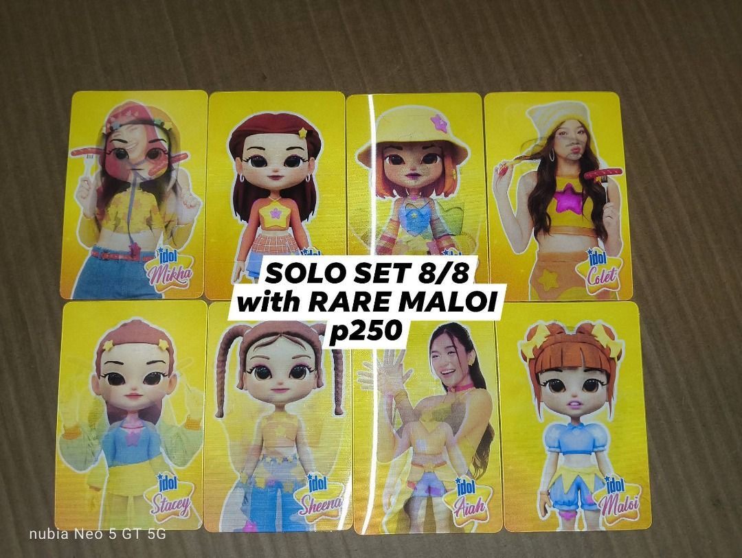 Trading Cards - Solo Sets, Duo Sets, and More (Category: Raw Singles) located in Bulacan. Submitted by johnreycapa (Listing ID 1431337706, Image 2). Description: Selling various trading cards. Solo sets are available for ₱30 each, and a 7/7 set is ₱160. A solo set 8/8 with a rare Maloi card is ₱250. Other cards are priced individually, with duo sets at ₱75. Some cards are available for trade. Freebies are included with certain purchases. Contact 