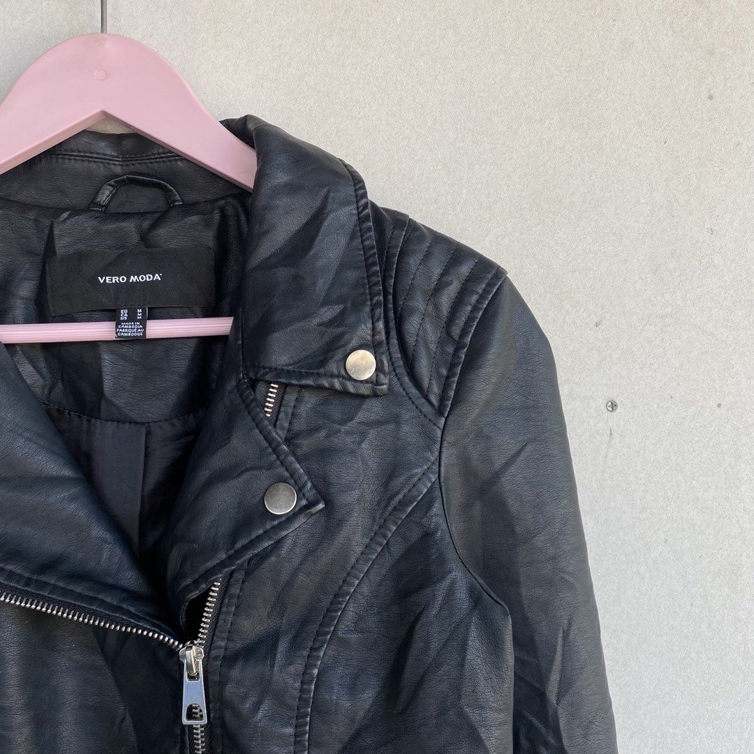 VERO MODA FAUX LEATHER BIKER JACKET (Category: Coats, Jackets and Outerwear) located in Cebu City. Submitted by kklez (Listing ID 1431261689, Image 3). Description: EXCELLENT CONDITION MEDIUM FOR WOMENS.