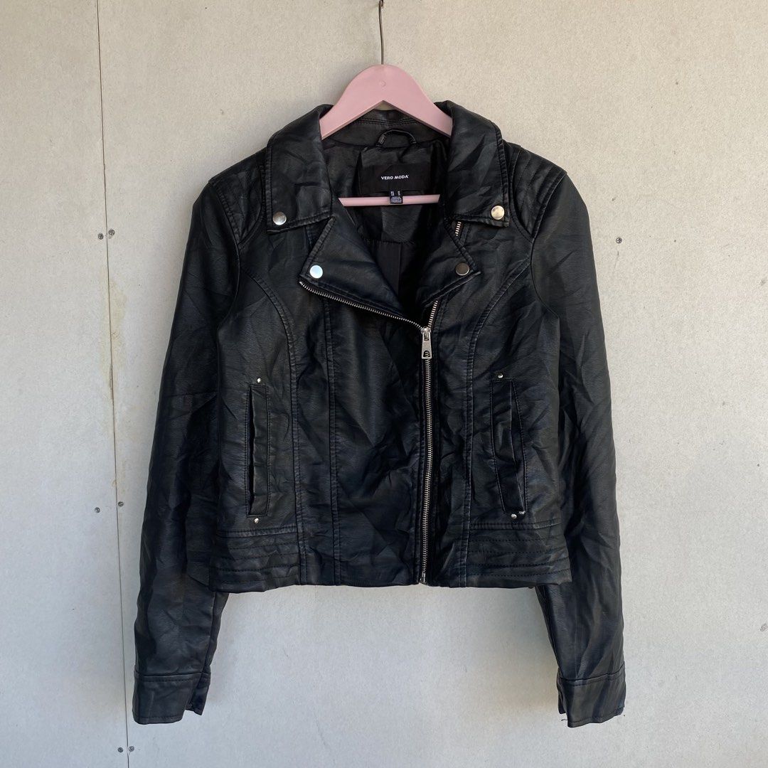 VERO MODA FAUX LEATHER BIKER JACKET (Category: Coats, Jackets and Outerwear) located in Cebu City. Submitted by kklez (Listing ID 1431261689, Image 1). Description: EXCELLENT CONDITION MEDIUM FOR WOMENS.