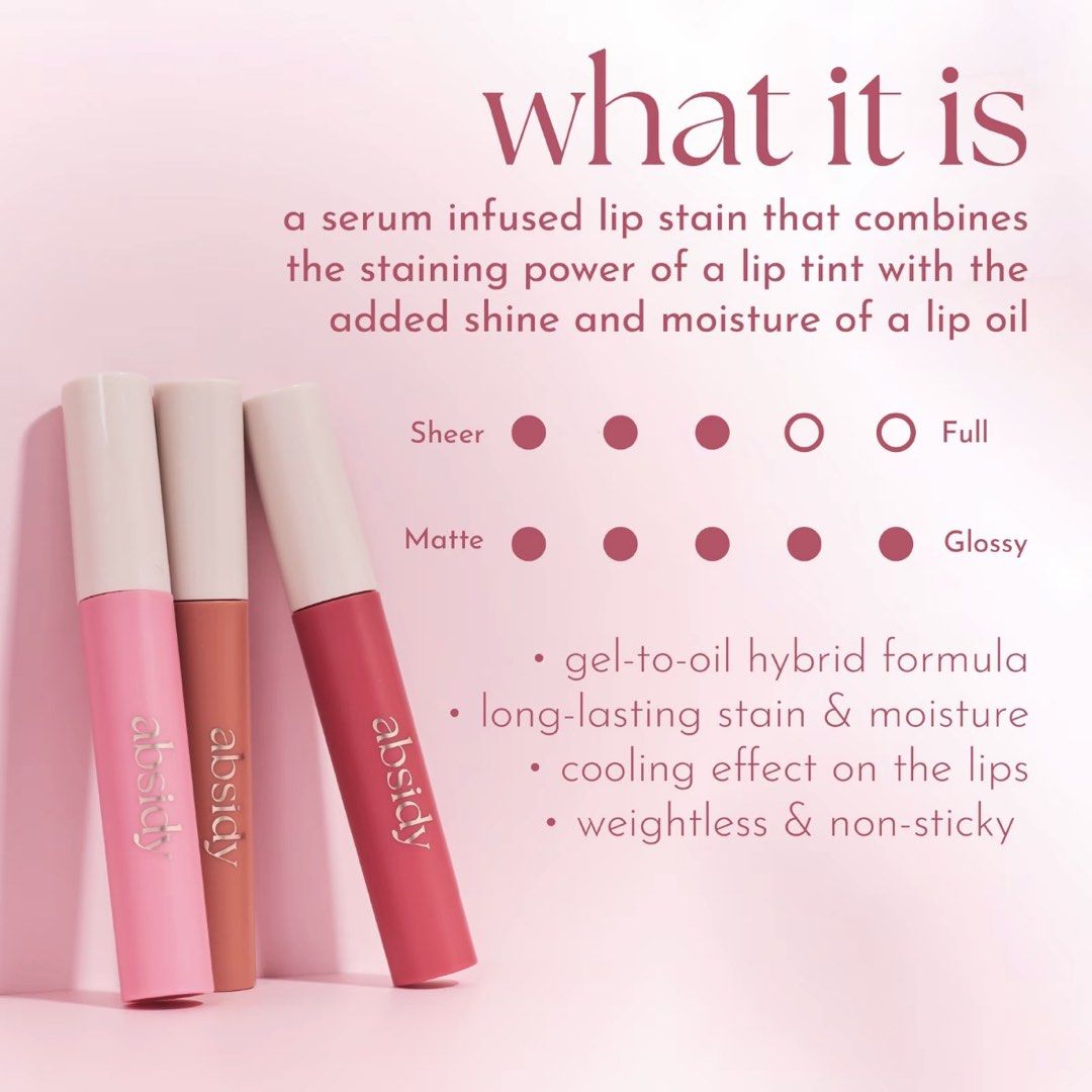 Absidy Glazing Serum Lip Stain - Cashew (Category: Makeup) located in Quezon City. Submitted by krstnclbnscs (Listing ID 1431429111, Image 2). Description: m.