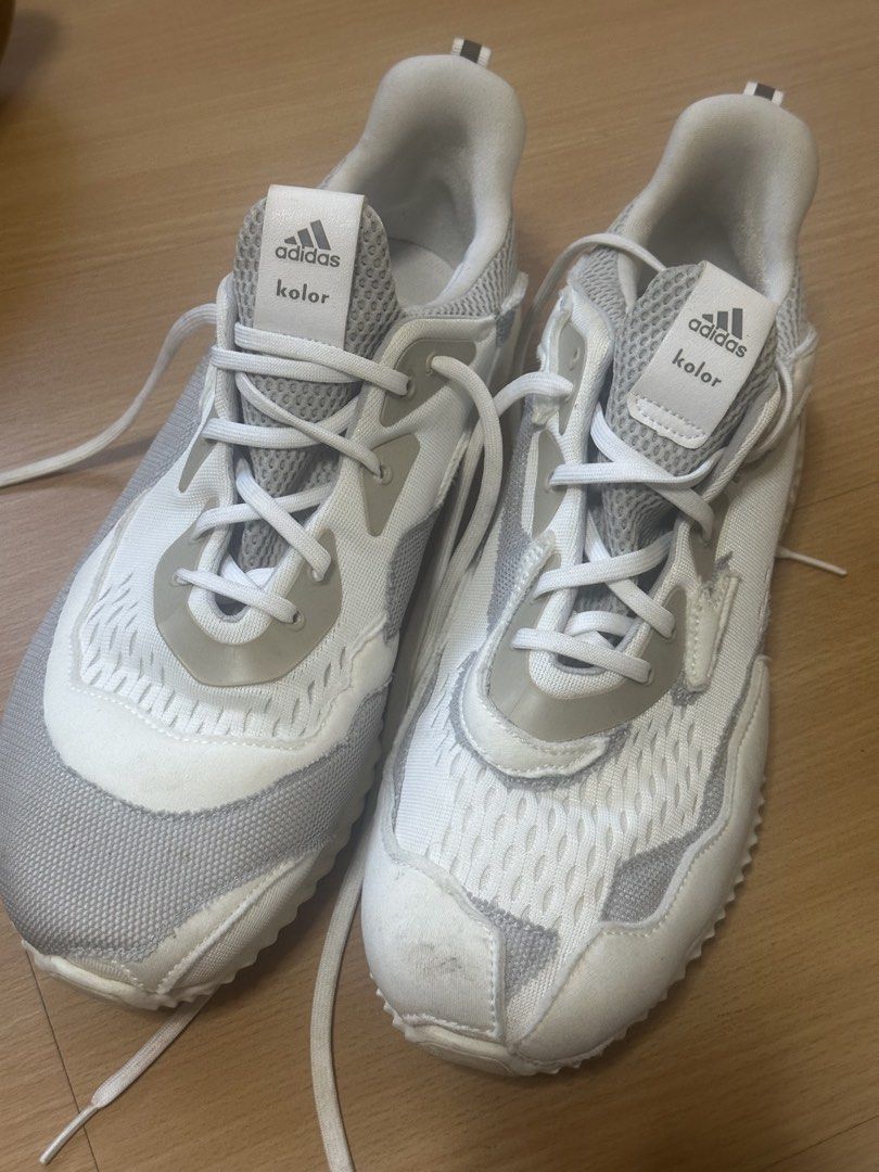 Adidas AlphaBounce Kolor Sneakers (Category: Sneakers) located in Mandaluyong City. Submitted by marceditems (Listing ID 1431534630, Image 1). Description: Adidas AlphaBounce Kolor sneakers. Features a white and grey colorway. The size is US 11, UK 10.5, and FR 45 1/3. .