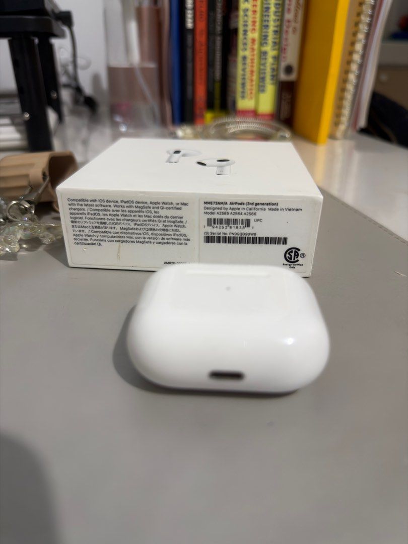 Airpods 3 with Magsafe Charging Case (Category: Earphones) located in Manila. Submitted by ether31 (Listing ID 1431493960, Image 3). Description: - Lady Owned - All parts are working, used carefully, and in great condition - Comes with original unused Lightning Cable and Box - Will be cleaned and sanitized before transaction Loc: U-belt, Sampaloc, Manila rfs: will upgrade .