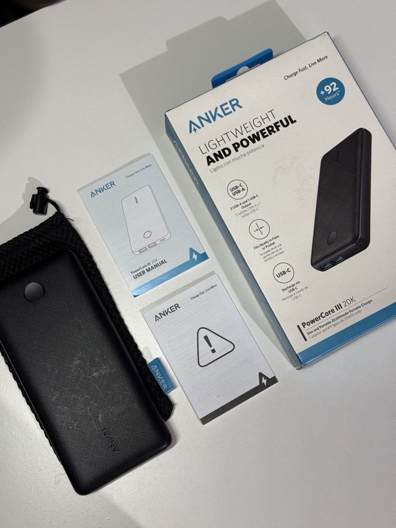 Anker Powercore III 20k Power bank (Category: Chargers) located in Manila. Submitted by tigris. (Listing ID 1431379846, Image 1). Description: - Anker PowerCore III 20K Power bank - Lightweight and portable design - Includes original box, carry pouch and user manuals - Comes with a protective pouch - Perfect for travel or everyday use ⚡ Features •Fast charging for phones, tablets, and accessories •USB-C Power Delivery for newer devices •Can recha