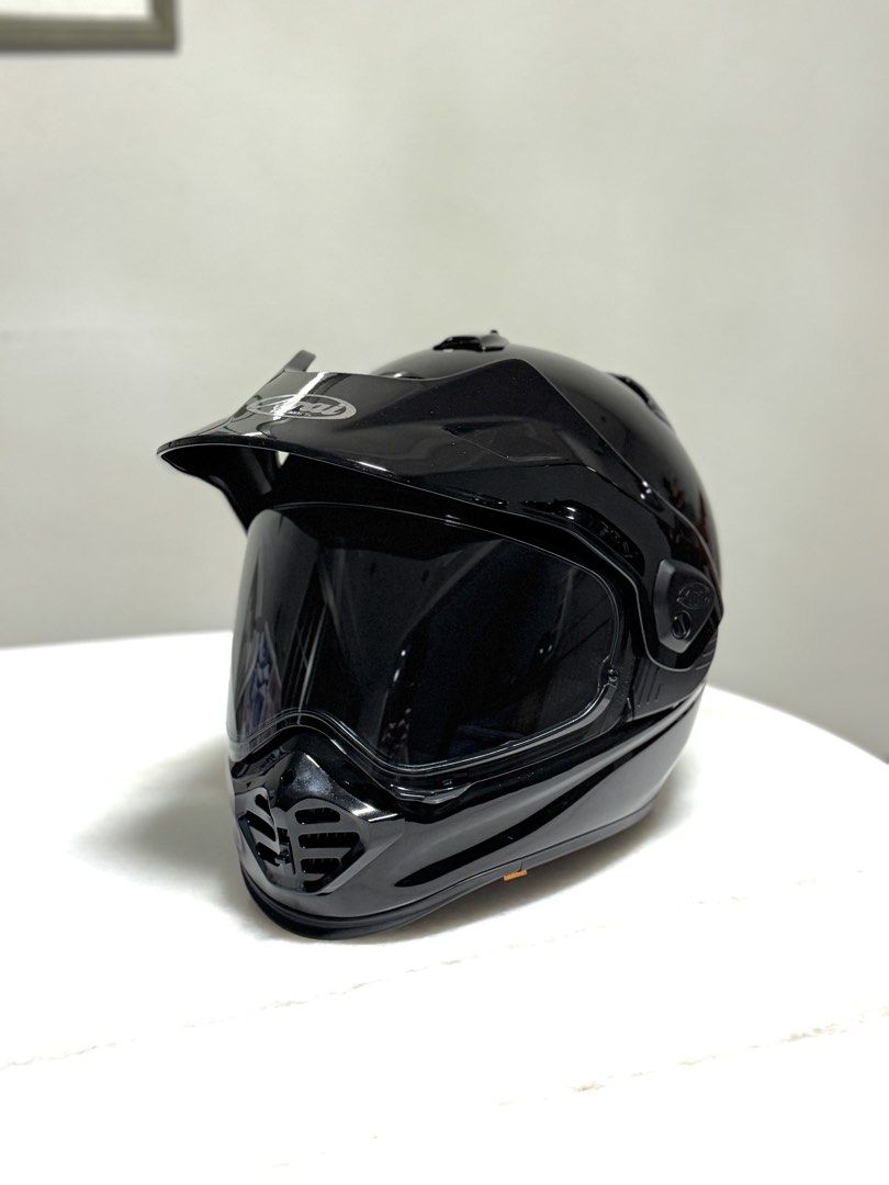 Arai Tour Cross 5 Adventure Helmet TX5 (Category: Motorcycle Apparel) located in Singapore. Submitted by fakeadv (Listing ID 1431502563, Image 2). Description: Latest Arai tour cross 5 Adv Helmet Size XL (60-62cm) Condition Perfect 10/10 Item is one week old! Gorgeous gloss black, meticulously hand crafted per helmet in Japan. You can literally feel on hand how well crafted the helmet is. Arai prioritise safety over anything. So good why sell? Un