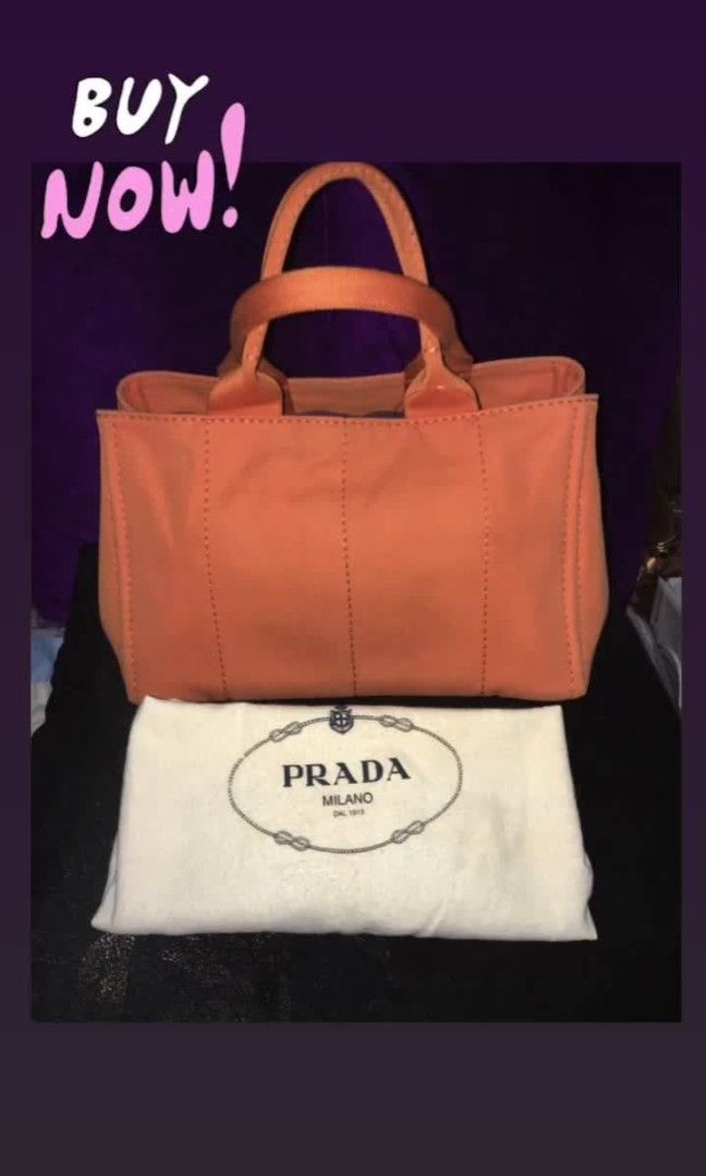 Authentic Prada Canapa tote bag (Category: Luxury Bags & Wallets) located in Batangas. Submitted by girlmeetspurple (Listing ID 1431391049, Image 2). Description: guaranteed authentic bought from Japan. comes with authentic prada dust bag.