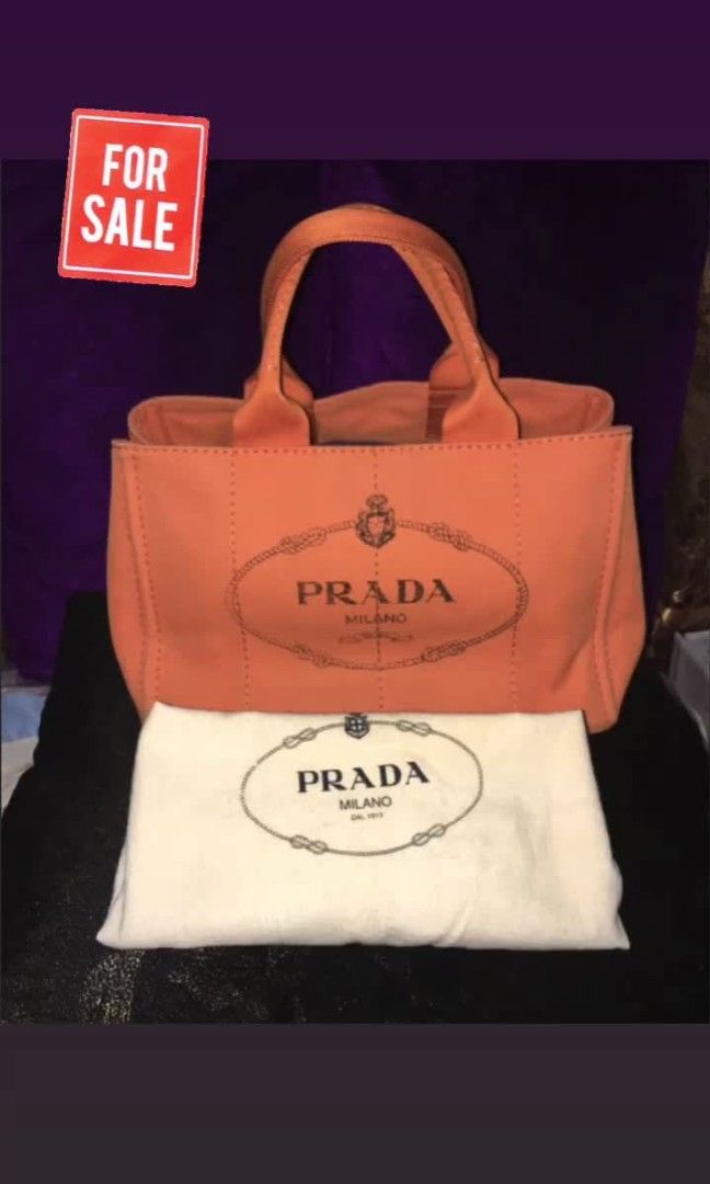 Authentic Prada Canapa tote bag (Category: Luxury Bags & Wallets) located in Batangas. Submitted by girlmeetspurple (Listing ID 1431391049, Image 1). Description: guaranteed authentic bought from Japan. comes with authentic prada dust bag.