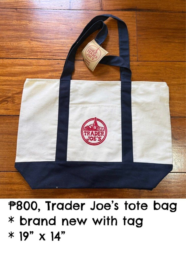 Authentic Trader Joe’s Tote Bag (Category: Tote Bags) located in Quezon City. Submitted by itstrickyvicky (Listing ID 1431562742, Image 1). Description: Purchased in the US April 2026.