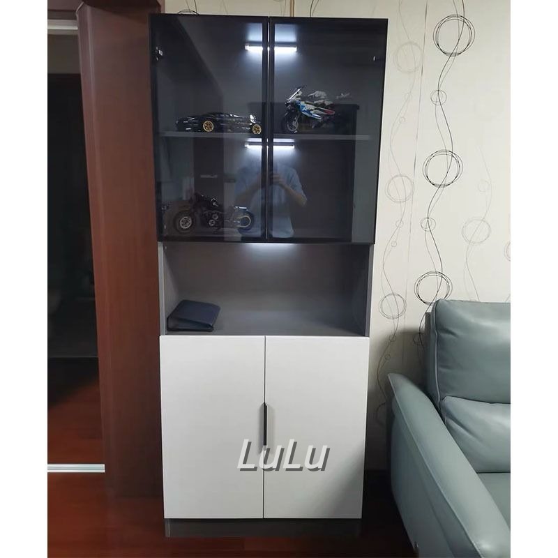 Bookcase with glass door dustproof light luxury wall storage cabinet ...