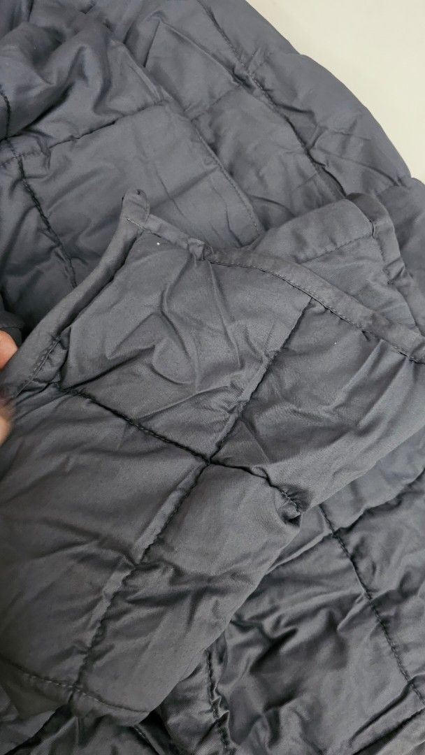 Buzio Weighted Blanket (Category: Bedding & Towels) located in Quezon City. Submitted by closetjordy (Listing ID 1431460254, Image 1). Description: Di halos nagamit. Husband doesnt lik to use. Mahal shipping outside metro manila because this is bulky and heavy. Prefer metro manila pickup only. - Buzio Weighted Blanket - Color: Dark Gray - Size: 60" x 80" - Weight: 20 lbs - Filling: 85% Glass Beads, 15% Polyester Fiber - Shell: 100% Cotton - Featu