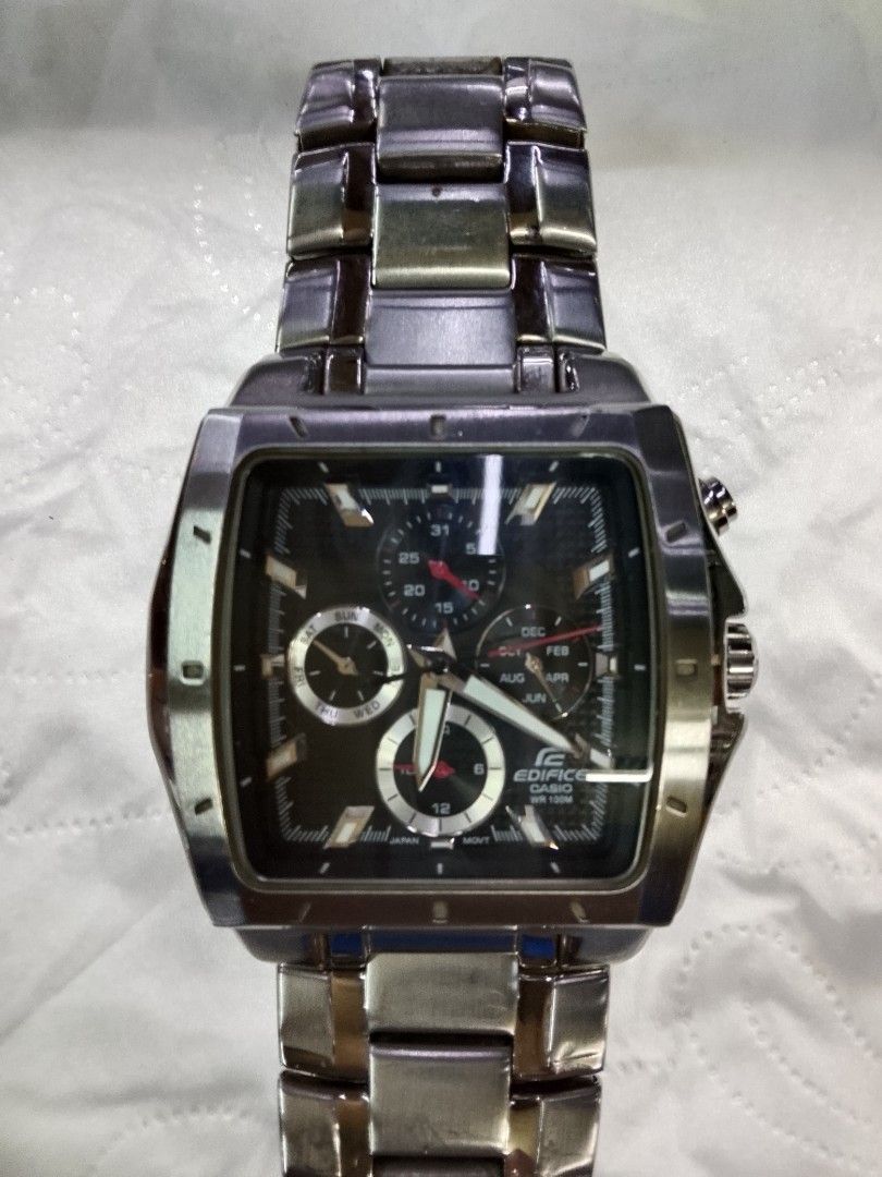 Casio Edifice Tank EF-329D-1AVEF (Category: Men's Watches) located in Quezon City. Submitted by horolodrip_manila_official_ph (Listing ID 1431559419, Image 1). Description: CASIO EDIFICE PHP 4.5K Issue:Minor Scratches Casio Model EF-329D-1AVEF Manufacturer Edifice Crystal Mineral Case Width 45.4mm Case Thickness 10.6mm Water Resistancy 100 metres Movement Quartz Case material Stainless steel Case shape Round Dial color Black Strap Material Stainl