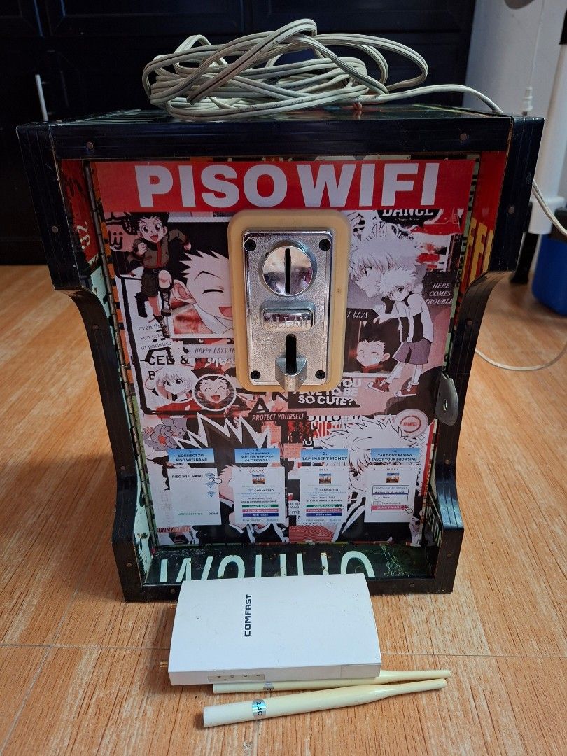 Comfast CF-E900AP Piso Wifi Machine (Category: Office & Business Technology) located in Manila. Submitted by paupi_. (Listing ID 1431445667, Image 1). Description: Piso Wifi machine with Comfast CF-E900AP access point. Features a coin slot, upgraded fan for cooling, and a power supply. Includes antennas and all the necessary internal components. Customized Internal Components Maalikabok lang pero gumagana pa. Bought for 7500 All working .