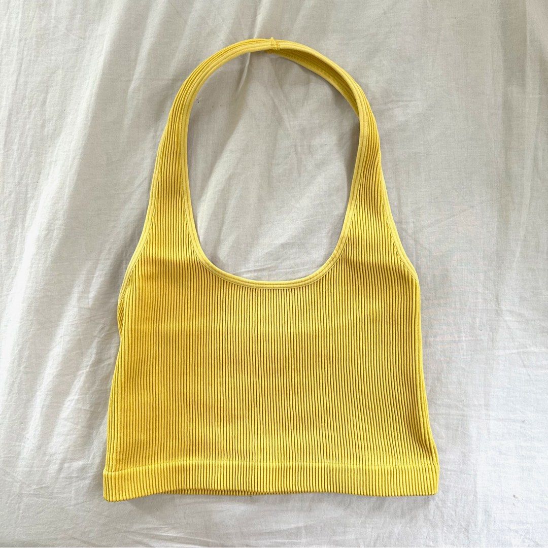 Cotton On Halter Top - Yellow (Category: Sleeveless) located in Quezon City. Submitted by p0lingkit (Listing ID 1431403647, Image 1). Description: -no when worn kasi super sikip sakin (too fitted) - Cotton On halter top - Yellow color - Ribbed texture - Size: M/L but best fits S - Perfect for this warm weather and this summer season! Rfs: decluttering.