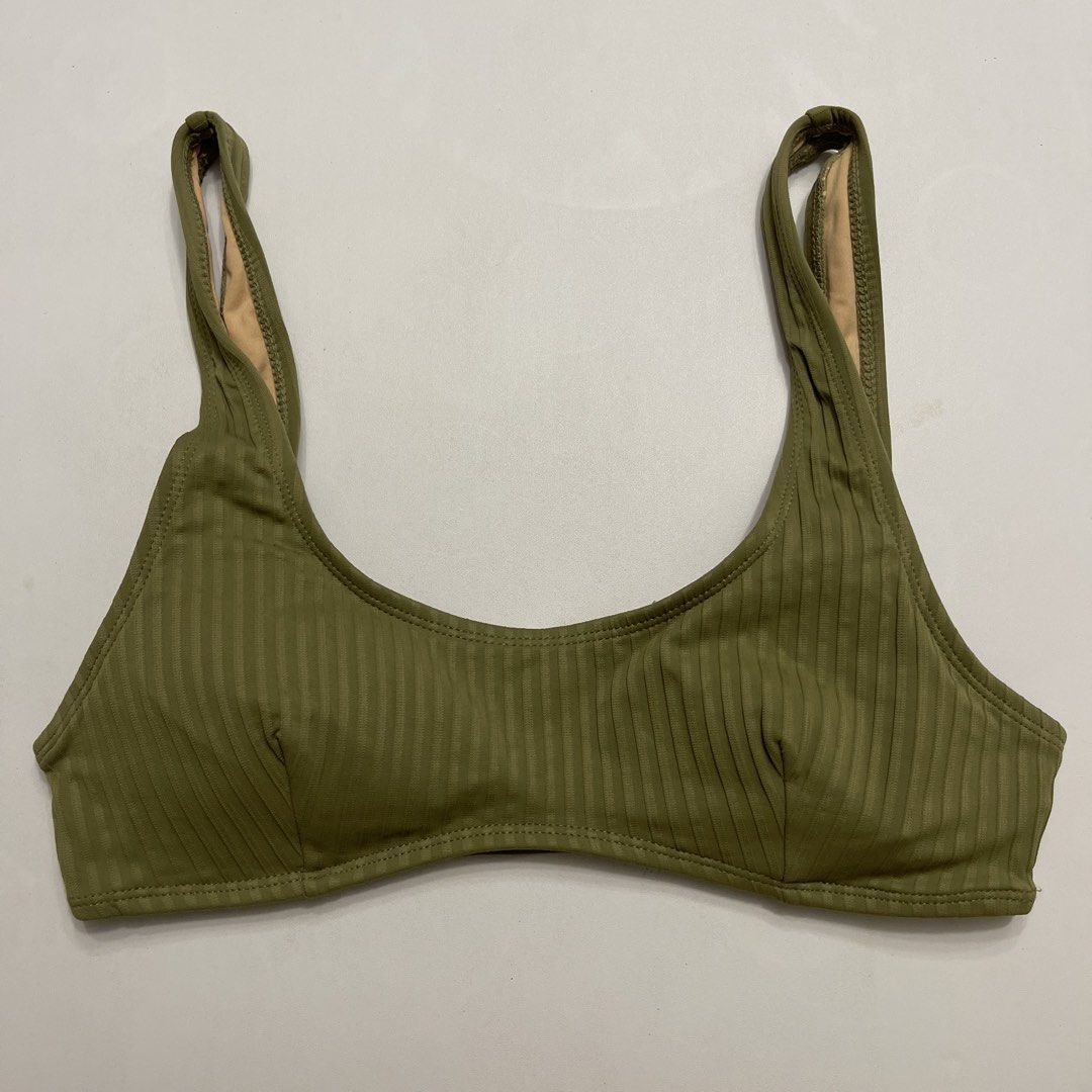 Cotton On Olive Green Ribbed Bikini Top (Category: Bikinis & Swimsuits) located in General Trias. Submitted by 1992thelabel (Listing ID 1431500293, Image 1). Description: Please read 🫶🏼 Yes, it’s still available! These swimsuits/bikinis are from me (sizes small-med) & my sister’s (sizes large) personal collection not from ukay! Mostly are brand new with tags. Please see details below: Brand: Cotton On Size on tag: None but it fits s-m Padded: Y