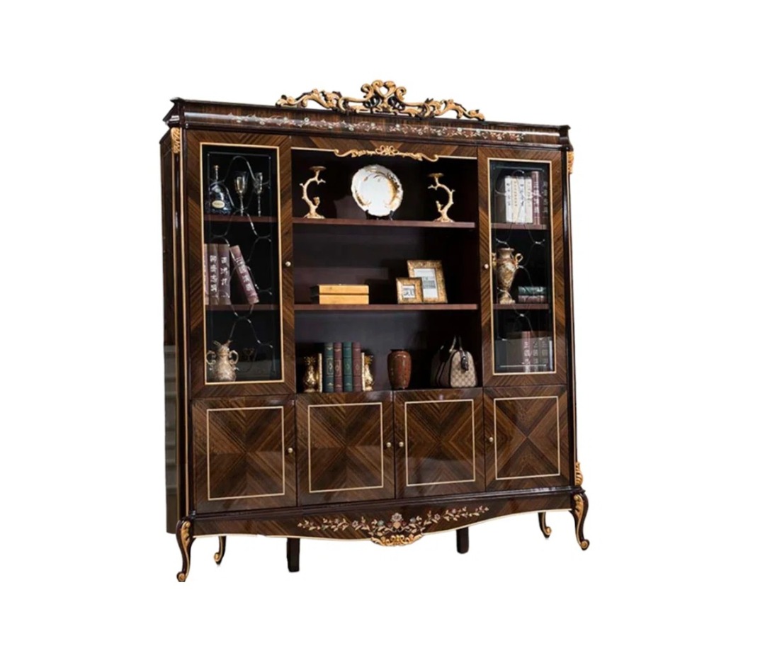 DANIELA I MODERN SOLID BOOKCASE I MAHOGANY WOOD I OPEN DESIGN I GLASS ...