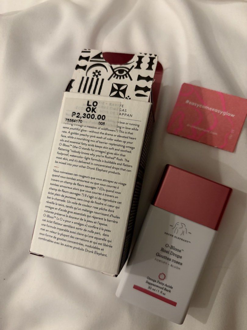 Drunk Elephant Rosi drops (Category: Makeup) located in Makati City. Submitted by mnlbeautyboutique (Listing ID 1431534507, Image 2). Description: Bought from look for Php2300 Can’t remember when I bought it RfS: extra and decluttering .