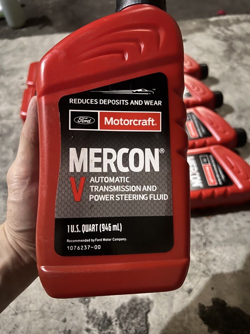 Ford Motocraft Mercon V ATF 9pcs (Category: Maintenance Fluids and Filters) located in Las Pinas. Submitted by boogieman13 (Listing ID 1431527883, Image 2). Description: 9pcs (selling as package only) Brand new and sealed 1 quart (946ml) each Shipping via lalamove, shouldered by buyer 2500php for all 9pcs (fixed price) .