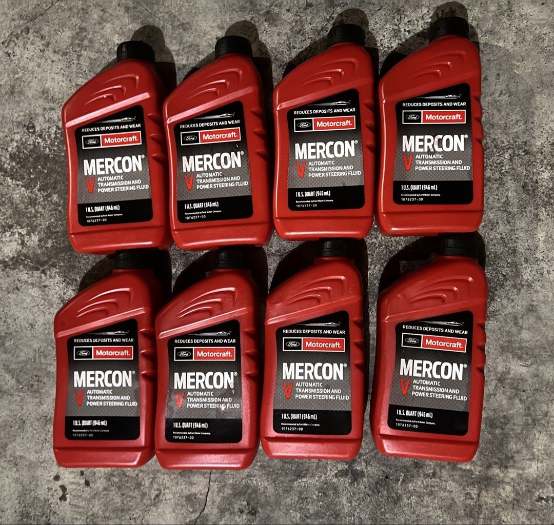 Ford Motocraft Mercon V ATF 9pcs (Category: Maintenance Fluids and Filters) located in Las Pinas. Submitted by boogieman13 (Listing ID 1431527883, Image 1). Description: 9pcs (selling as package only) Brand new and sealed 1 quart (946ml) each Shipping via lalamove, shouldered by buyer 2500php for all 9pcs (fixed price) .