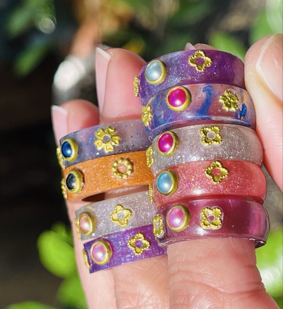 Ghibli design couples ring handmade resin size 7&5 (Category: Rings) located in Muntinlupa City. Submitted by alabangbargains (Listing ID 1431469756, Image 2). Description: watch item video here: https://youtube.com/shorts/B_OuO2sVqYU?si=QHb4uMDvbVvOqT3f material: resin handmade own design size: 7 & 5 color: pink&bronze, silver&violet sold as pair (last two pairs avail mot same color per pair) 💳 Mode of Payment • GCash • Bank Transfer.