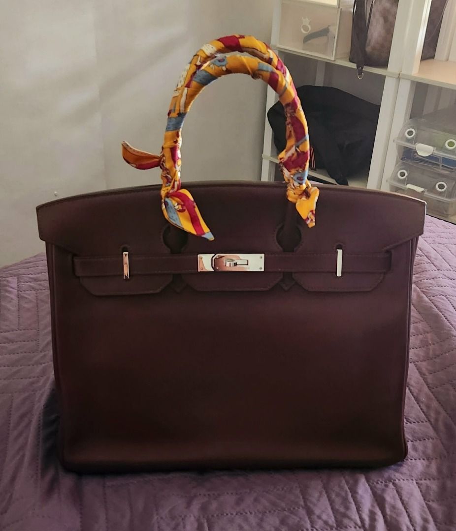 Hermes Birkin 35 Handbag (Category: Luxury Bags & Wallets) located in Las Pinas. Submitted by jvega08 (Listing ID 1431435081, Image 3). Description: Hermes Birkin 35 handbag choco brown complete Box,crocheted, padlock, 2 keys, box, dust box and entrupy. D-stamp meetups makati area.