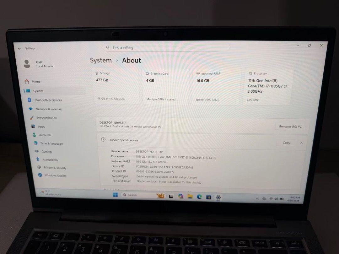 HP ZBOOK Firefly 14 G8 i7-1185G7 SSD 512GB RAM 16GB, Computers & Tech ...
