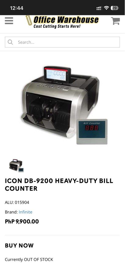 ICON DB-9200 HEAVY-DUTY BILL COUNTER (Category: Office & Business Technology) located in Tagaytay City. Submitted by iamdien (Listing ID 1431228817, Image 2). Description: · Compact Electronic Bill Counter · With UV Detection · Pre-set & Variable Batch Counting · High Counting Speed : 1000 notes / min. · Digital LED Display · Double Note Detection - LCD display - UV detection - Batching function - Adding function - Restart function - Displays cou