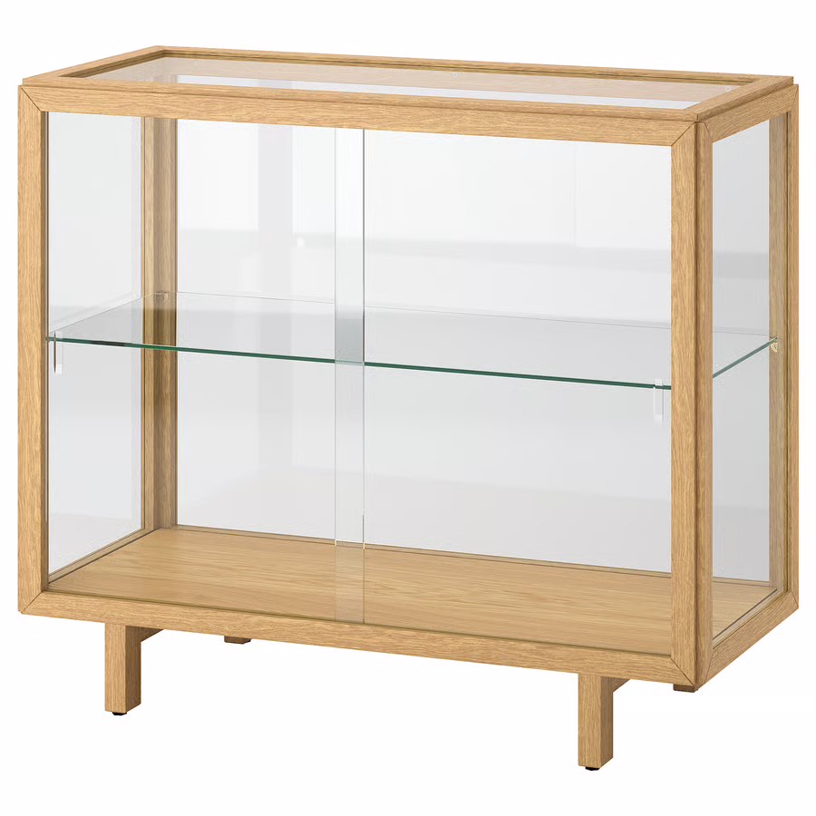 Ikea STOCKHOLM 2025 Glass-door cabinet, oak veneer, 100x40x86 cm ...