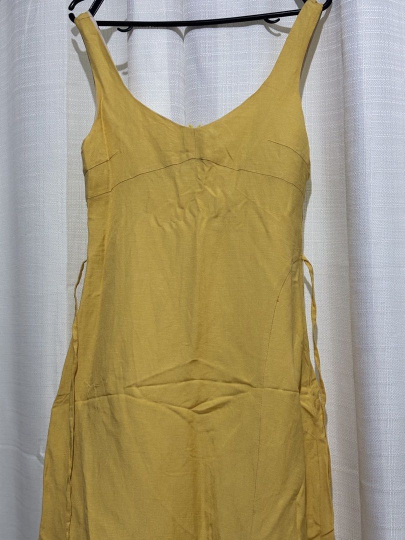 Just Because Studio Yellow Linen Midi Dress (Category: Dresses) located in Bulacan. Submitted by sum1scloset (Listing ID 1431481097, Image 1). Description: SERIOUS BUSINESS ONLY, PLEASE. THOSE WHO WILL WASTE MY TIME WILL BE BLOCKED. closet clean-up to create space for a more sustainable lifestyle 💟 • most pieces are in xxs–xs, with only a few in s • all items are well taken care of and properly stored — i treat my clothes like babies 🤭 • actual